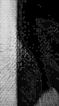 animated pixelated 3d cubes on black background, pixel art