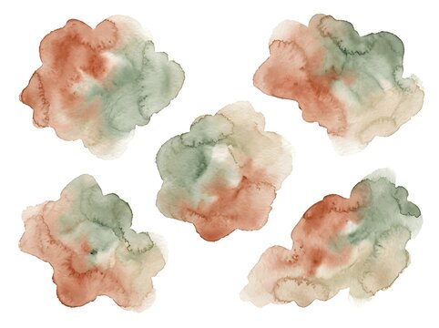 Five brown and gray clouds
