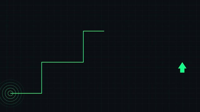 Financial growth chart line animation with upward trend arrow and data pulse 4k