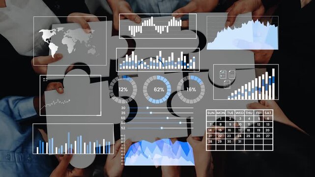 Business Team Analyzing Data and Financial Reports with Graphs and Charts for Strategic Planning and Decision Making in a Modern Office Environment Gluon.