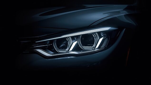 Detail of contemporary vehicle's headlamp