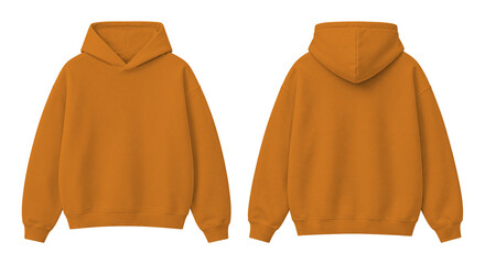 Burnt Orange Oversized Hoodie Isolated on Transparent Background Front and Back View © Drip