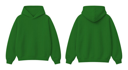 Emerald Green Oversized Hoodie Isolated on Transparent Background Front and Back View © Drip