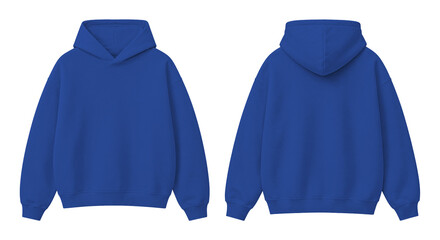 Denim Blue Oversized Hoodie Isolated on Transparent Background Front and Back View © Drip
