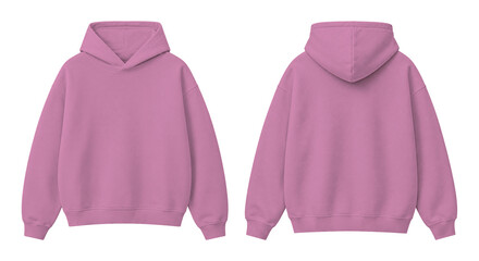 Hot Pink Oversized Hoodie Isolated on Transparent Background Front and Back View © Drip