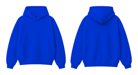 Royal Blue Oversized Hoodie Isolated on Transparent Background Front and Back View © Drip