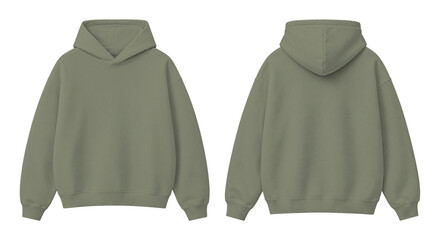 Sage Green Oversized Hoodie Isolated on Transparent Background Front and Back View © Drip