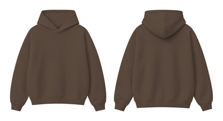 Walnut Brown Oversized Hoodie Isolated on Transparent Background Front and Back View © Drip