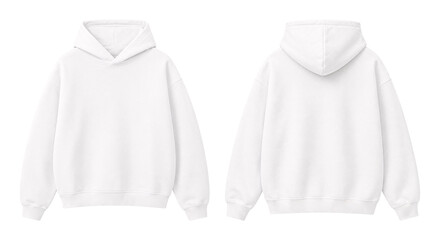 White Oversized Hoodie Isolated on Transparent Background Front and Back View © Drip