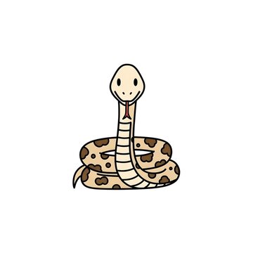 Smiling cartoon snake vector in a coiled pose