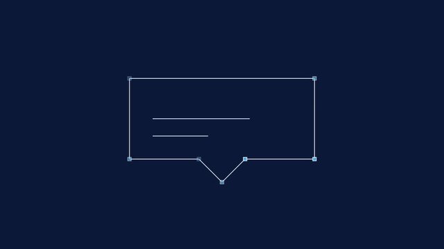 Minimalist animated speech bubble with text lines for digital communication and ui animation 4k chat communication
