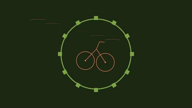 Minimalist bicycle animation with rotating gear motion for eco-friendly transport and sustainable urban mobility concepts 4k