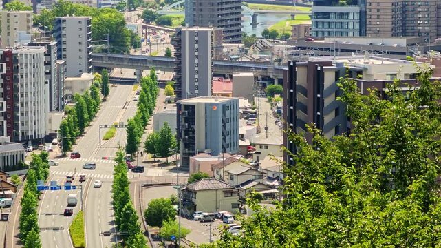 万日山から見える熊本駅周辺の街並み