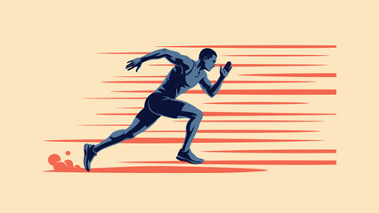 Obraz premium Sprinter athlete in motion blur running illustration with sprinter athletic competition training velocity performance