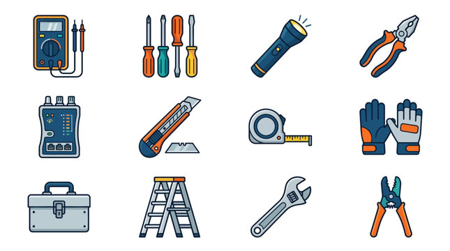 Hand Tools Collection Set Illustration.