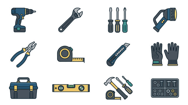 Hand Tools Collection Set.