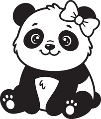 Cute cartoon panda with pink bow sitting happily © Kabir Design