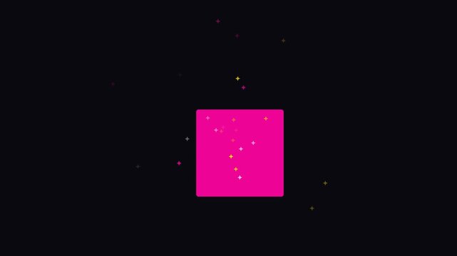 Pink square shape with floating sparkle particles motion animation 4k background
