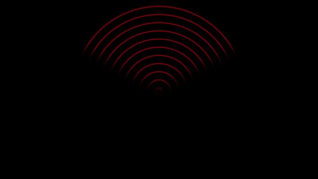 network tower produced radio wave concept on black background. radio waves royal red color animation. Radio wave signal technology animation enhanced for digital connectivity visuals effect. video.