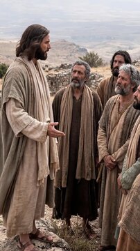 Jesus Appointing the Twelve Apostles on a Mountain vertical video