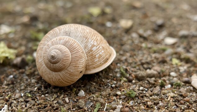 zoomed-in view of vacant snail shell