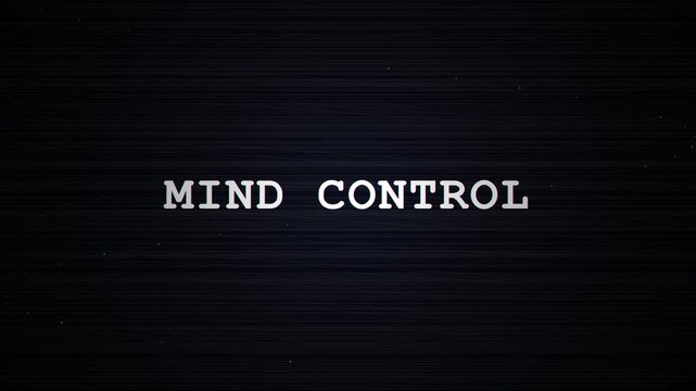 Analog intentional distortion. Mind control text with analog glitch and distortion effect