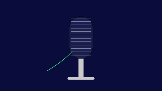 Animated microphone with rising growth trend line for business podcast and digital media marketing animation 4k