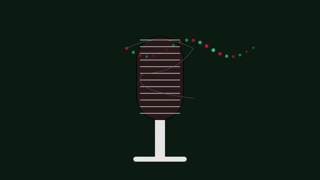 Christmas podcast microphone with festive holiday lights animation 4k