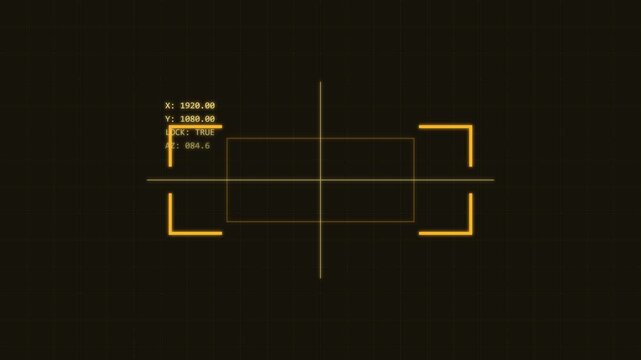 Digital hud interface with targeting reticle and data coordinates overlay animation 4k