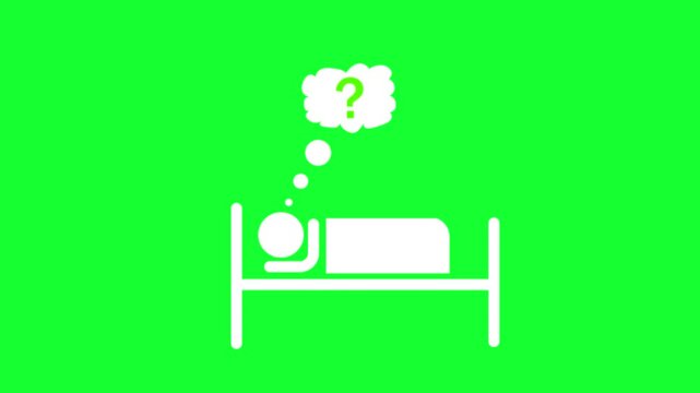 Dream Man icon concept .Man dreaming about what icon isolated on green background 4K Video animation