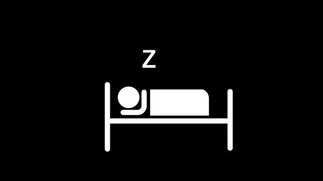 Sleep Man icon concept, relax icon animation. sleeping icon on black background