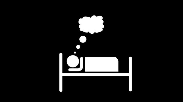 Sleep Man icon concept, relax icon animation. sleeping icon on black background. 4k
