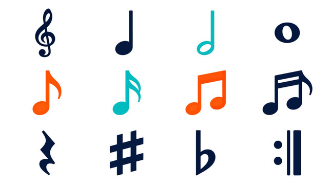 Collection of musical notation symbols and notes