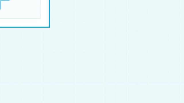 Minimalist animation 4k white grid background, with blue border, frame for presentations, and digital