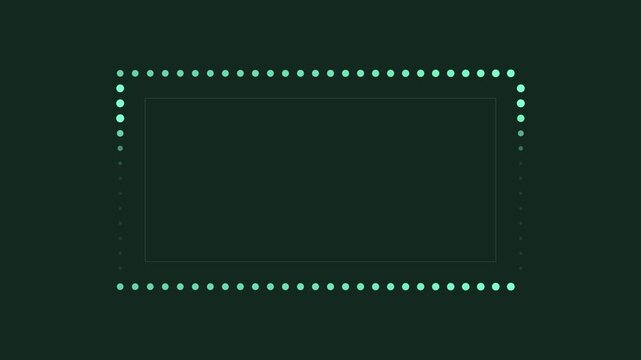 Minimalist dotted frame loading animation with glowing light effect for digital interface 4k border