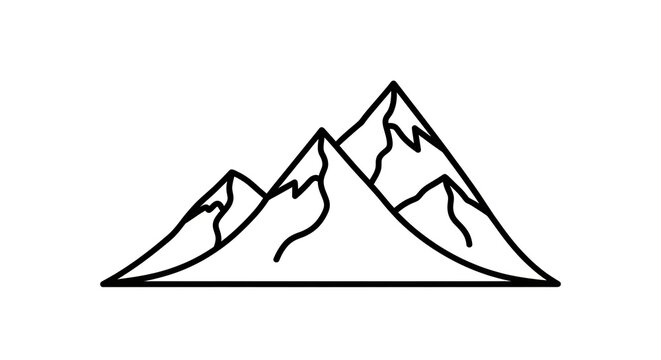 Minimalist black line art mountain peaks.
