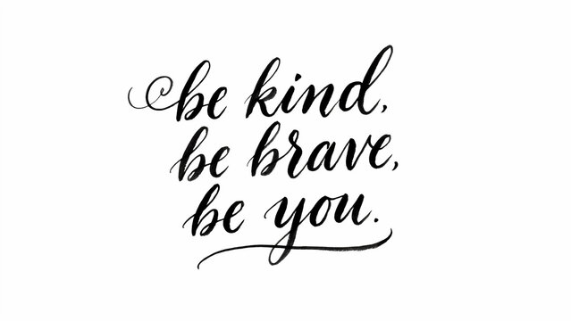 Calligraphic text with inspirational phrases black ink on white background