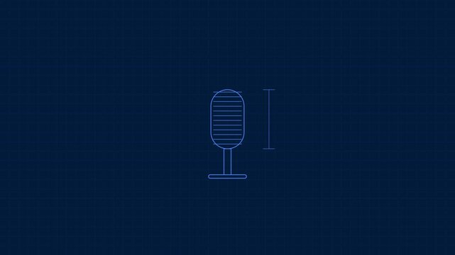Minimalist microphone animation with sound level meter for audio and podcast branding 4k