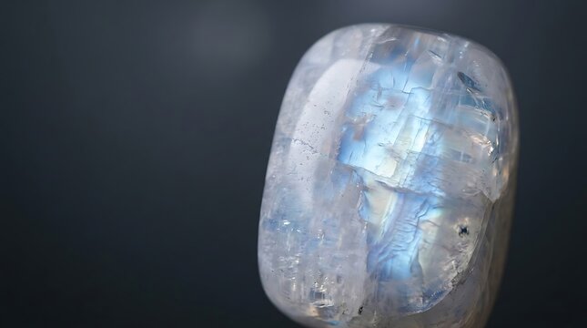 Polished moonstone gemstone with blue adularescence