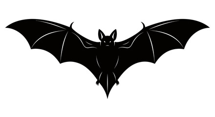 Fototapeta premium Silhouette of a Black Bat in Flight with Narrow Wings and Nighttime Wingbeat.