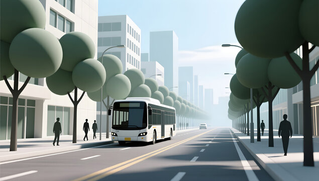 Bus Street Urban Commuting illustration background