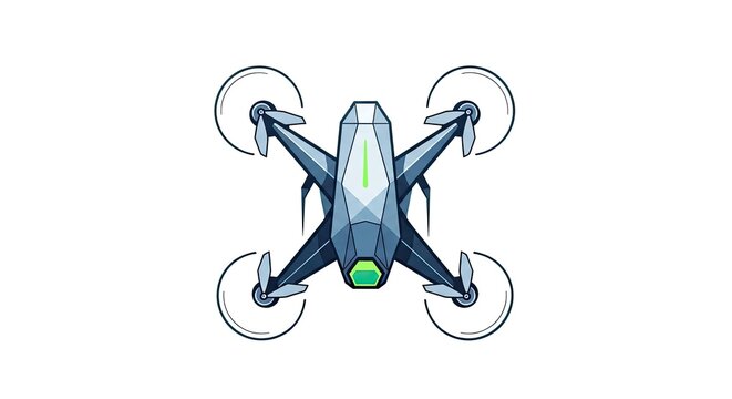 Modern quadcopter drone top view graphic.