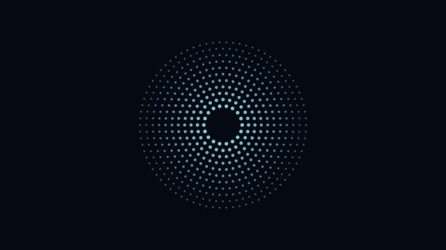 Pulsing neon dot circle abstract 4k background, animation, glowing cyan, circular pattern motion, for technology and, digital interface