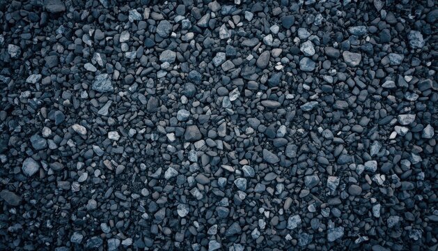Close-up texture of dark grey crushed stone and gravel surface with background material abstract aggregate construction landscape pavement sediment formation industrial backdrop composition