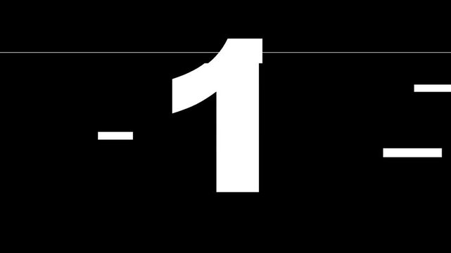 Glitchy Five to One Countdown Animation with Distorted White Numbers on Black Background for Video Openers