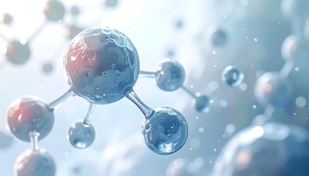 Abstract molecular structure with blue spheres and connecting lines.