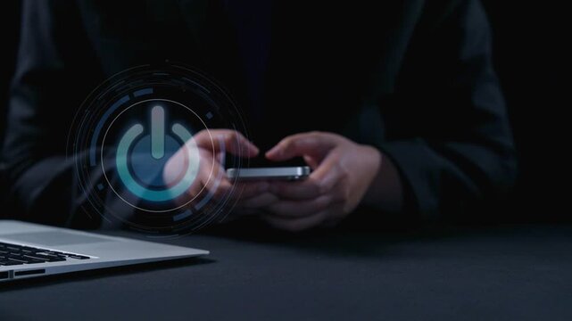 Start 2025 concept with futuristic power button symbolizing fresh beginnings, innovation, and digital transformation. Start 2025, new goals, and start 2025 initiative. Elide