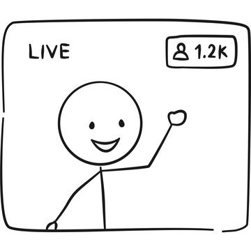 Stick Man Go Live Streaming Illustration