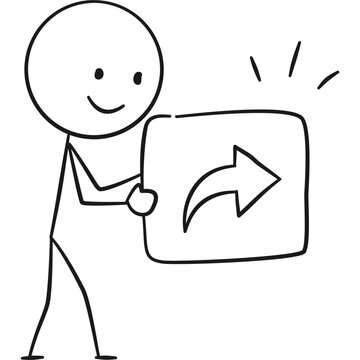 Stick Man Share Content Illustration