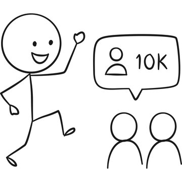 Stick Man Grow Followers Illustration